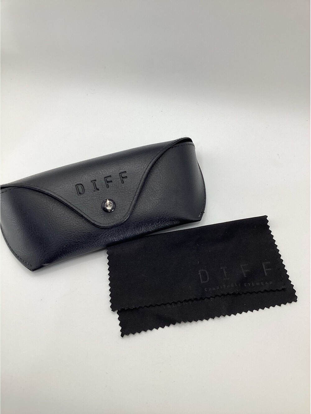 DIFF Black Faux Leather Soft Case for Glasses/Sunglasses Snap Closure